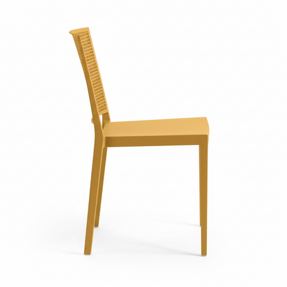 Grid Modern Outdoor Side Chair, Mustard (Set of 4)