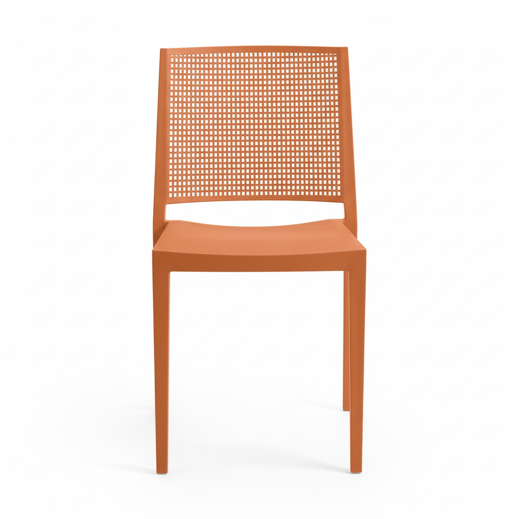 Grid Modern Outdoor Side Chair, Brick (Set of 4)