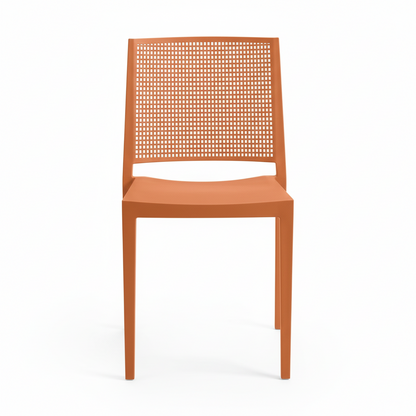 Grid Modern Outdoor Side Chair, Brick (Set of 4)