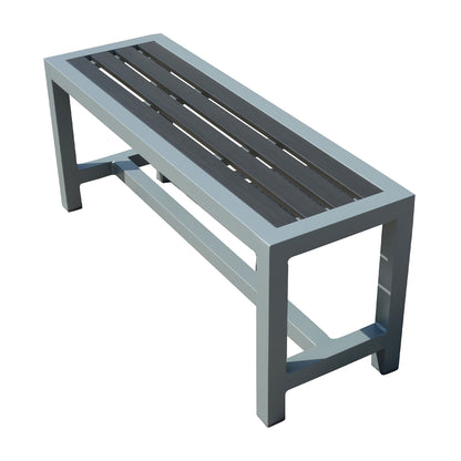 Miami Patio Dining Set – 32" x 48" Table + 2 Benches, Silver/Grey