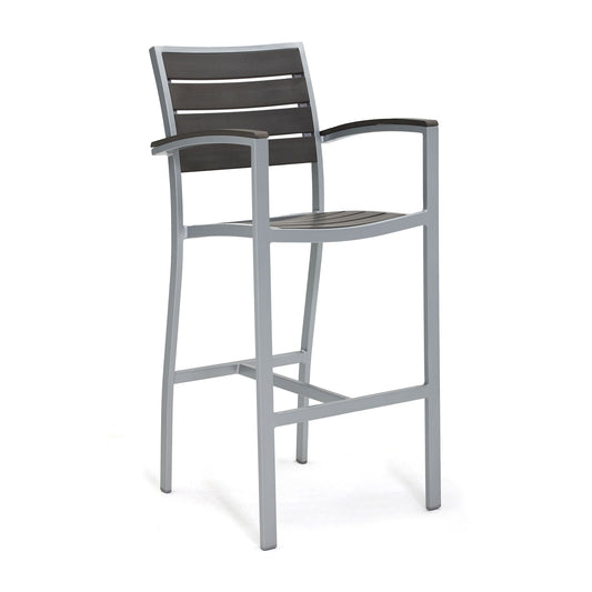 Miami Bar Stool, Silver/Grey (Set of 2)