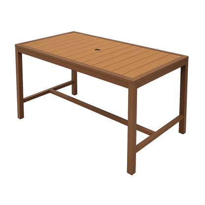 Miami High-Top Patio Bar Set – 32" x 48" High-Top Patio Table + 4 Bar Chairs, Mocha/Faux Teak