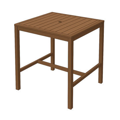 Miami High-Top Bar Patio Set – 36" x 36" High-Top Table + 4 Bar Chairs, Mocha/Faux Teak