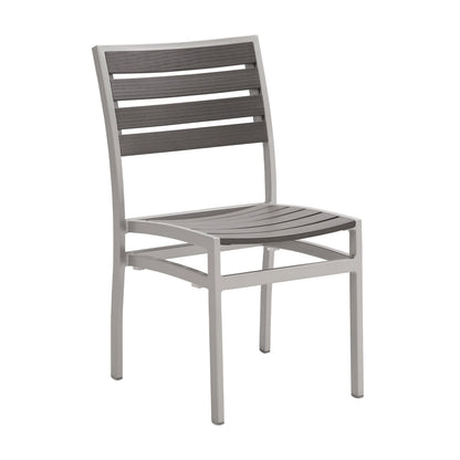 Miami Patio Dining Set – 32" x 48" Patio Table + 4 Side Chairs, Silver/Gray