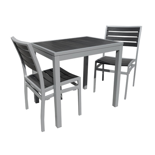 Miami Patio Table - 24" x 36", Silver/Grey