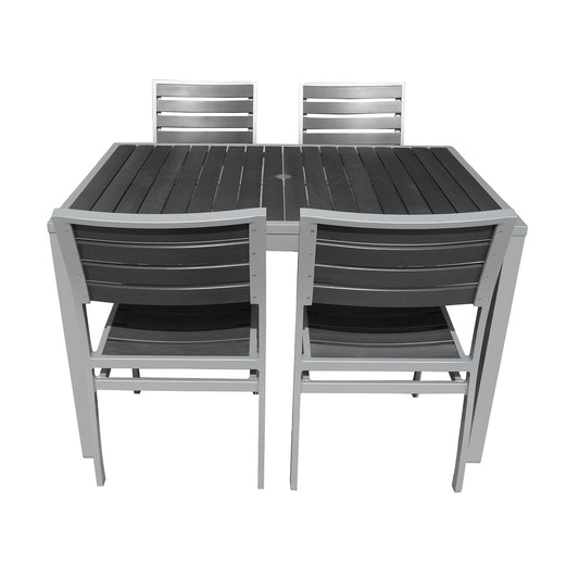 Miami Patio Table - 32" x 48", Silver/Grey