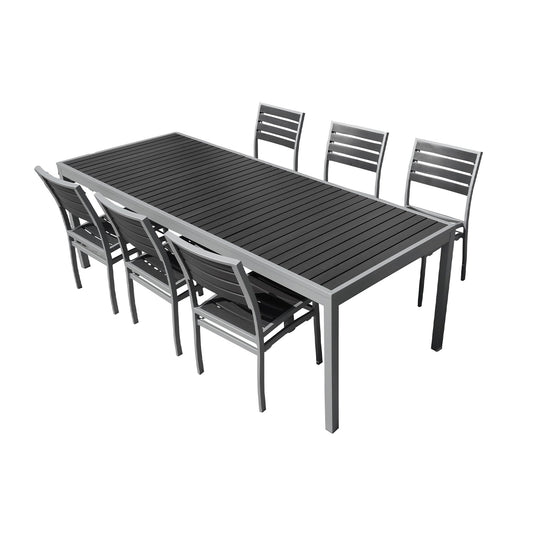 Miami Patio Table - 36" x 94", Silver/Grey