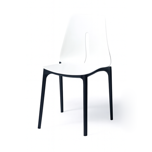 O'2Tone Contemporary Oval Chair, White/Black (Set of 2)