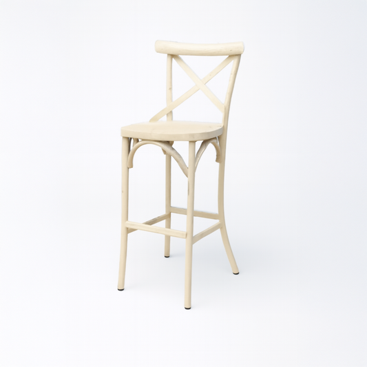 Simone Corss-Back Bar Chair - Metal, Vanilla