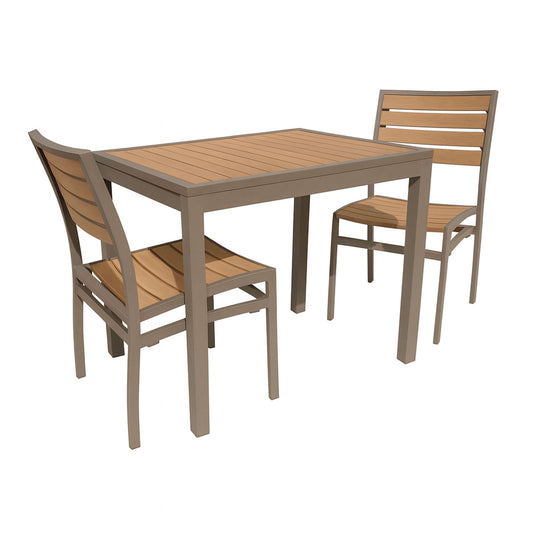 Miami Patio Table - 24" x 36", Mocha/Faux Teak