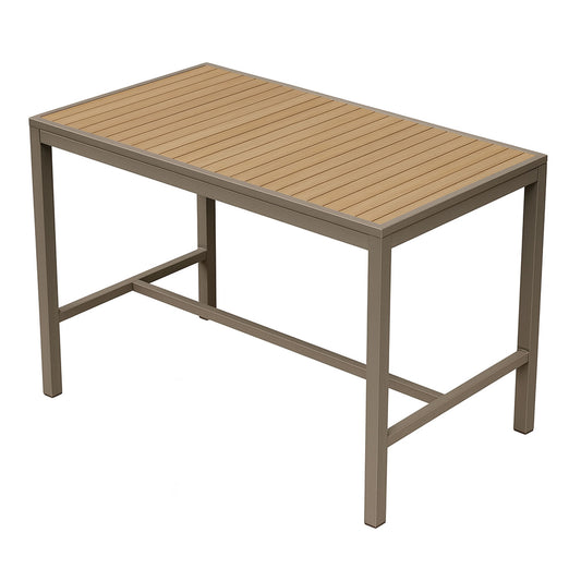 Miami High Top Patio Table - 32" x 48", Mocha/Faux Teak